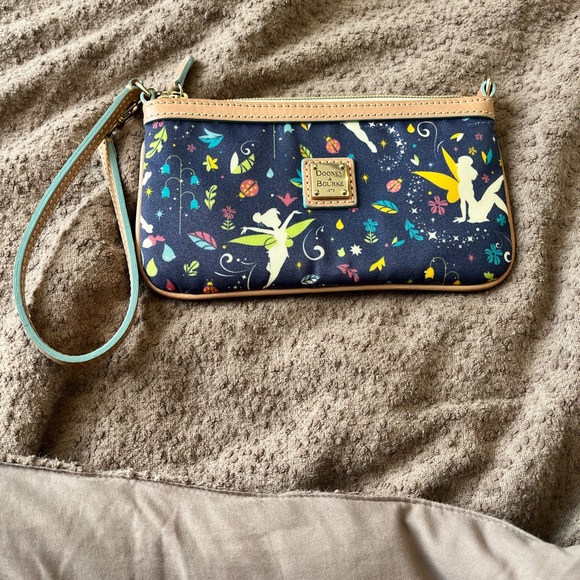 Dooney & Bourke Handbags - 2015 Dooney & Bourke Tinker Bell Wristlet - Navy with Pastel Fairytale Print